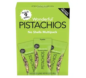 Wonderful Pistachios No Shells Roasted & Salted Nuts 0.75 Ounce Bag Pack of 9 Protein Snacks Gluten Free On-the-Go Individually Wrapped Snacks California Grown Healthy Snacking