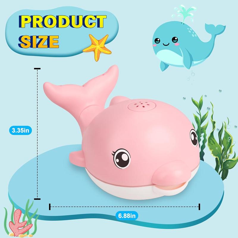 Light Up Baby Bath Toys with Music, Rechargeable Dolphin Sprinkler Bathtub Toy, Floating Water Toys for Toddlers 1-3, Gifts for Boys & Girls Age 1 2 3 4 5, Halloween & Birthday Present – Pink