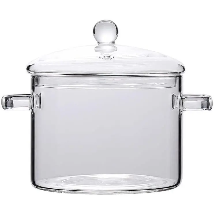 Glass Saucepan Pot with Cover, Heat-Resistant Glass Saucepan Cooking Pot for Pasta Noodle, Soup, Milk, Food (2500ml/84oz)