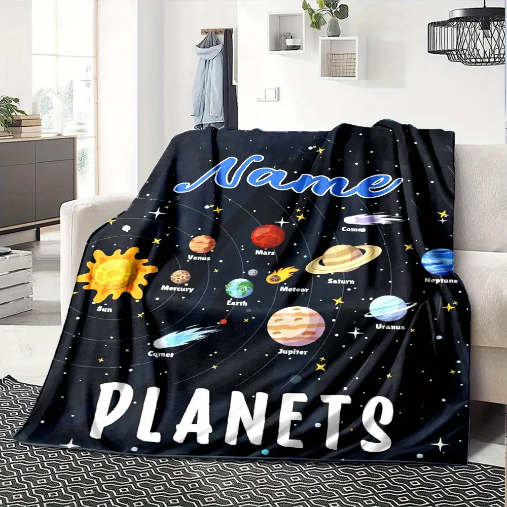 1Pc Customized Space-Themed Soft Warm Planet Blanket - Vibrant Astronomy Solar System with Zodiac Signs, Indoor/Outdoor Use for Bed & Camping, Ideal Birthday Gift (Textiles & Soft Furnishings, Bedding & Linens, Blankets & Throws)