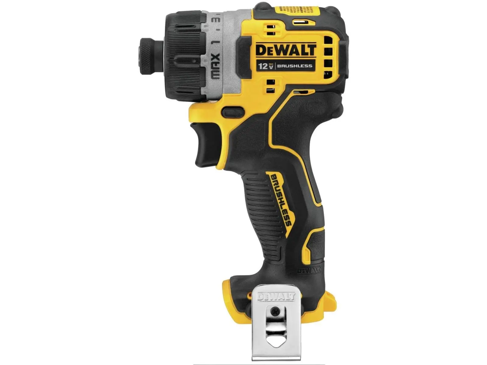 Dewalt DWDCF601B 12V Xtreme Brushless Cordless Screwdriver with 12V Motor, 0.25 in. Size, 1/4 in. Quick Release Drop and Load Hex, 0-1100 rpm, 1.85 lbs Lightweight, LED Lights, High Efficiency, Space-Saving Design for Hard-to-Reach Areas