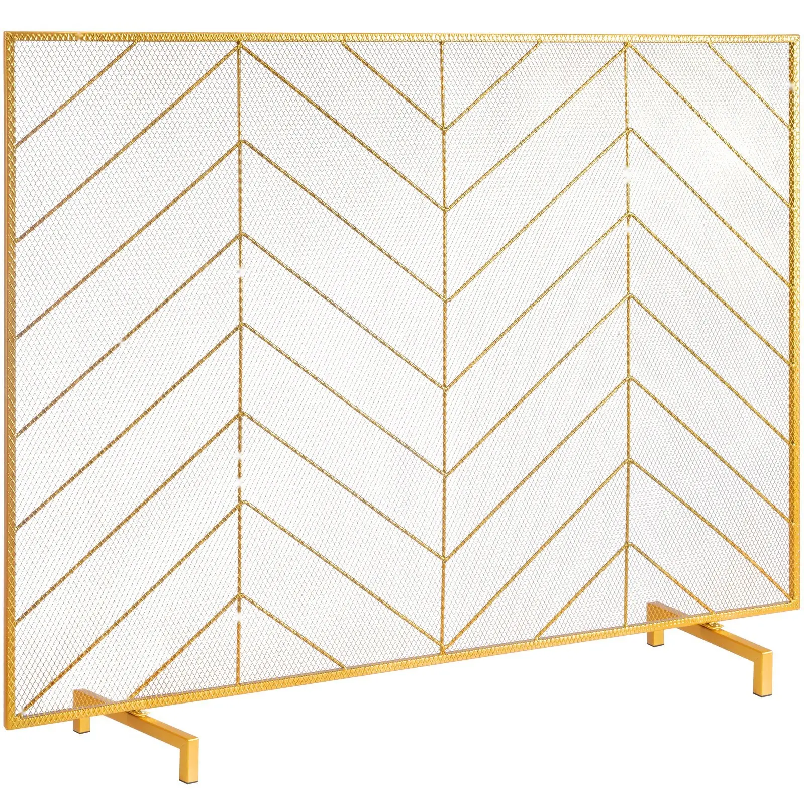 Fireplace Screen Single Panel, Sturdy Iron Mesh Spark Guard, 38.6 Inches Long By 29.8 Inches High, Easy Assembly, Free Standing Fire Fence Grate For Living Room, Modern Home Decor, Durable Heat Resistant Iron Mesh Barrier