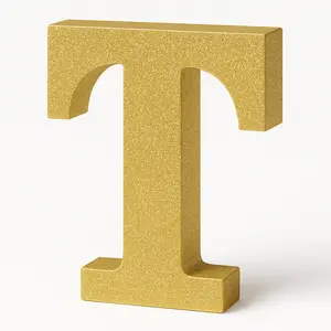 Glitter Gold Letter "T" Standing or Hanging Sign