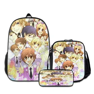 3PCS ouran-high-school-host-club-Backpacks for Girls Set, Cute School Backpack for Girls Boys with Lunch Box and Pencil Case, Aesthetic Bookbag for Teens, Lightweight Classic Backpack for Travel, Work, Picnic A-100