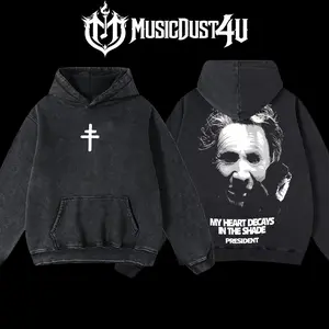 MusicDust4U The President "My Heart Decays In The Shade" Design 100% Premium Cotton 230gsm Washed Unisex Classic Fit Hoodie American-Made Comfortable