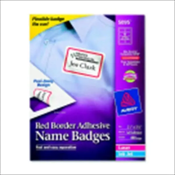 Avery Self-Adhesive Name Badge Labels Paper Decals - 1054551, 8.3 Mil Thickness, White, Peel-Away Backing, Laser/Inkjet Printer Compatible, 400-Pack Office Stationery, Pack Of 400