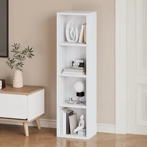 ALISENED 4-Shelf Solid Wood Bookcase Display Bookshelf for Living Room, Bedroom, Home and Office Multicoloured Storage Book Shelf Spacesaving