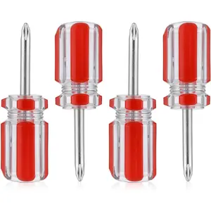 4 count Short Phillips- Screwdrivers Stubby Phillips  Mini  Set with  Tip Pocket  for DIY Repairing