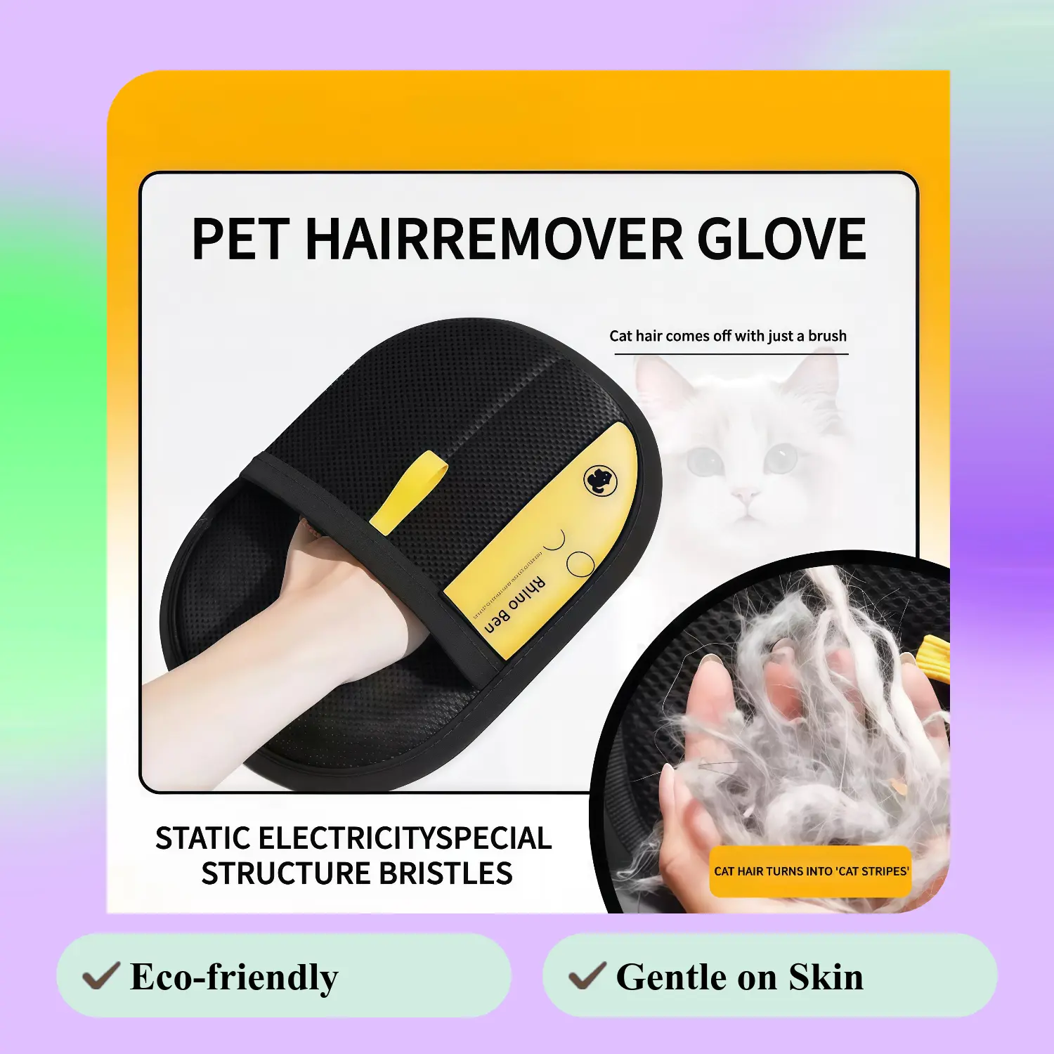 Universal Pet Hair Remover Glove for Cats & Dogs - Reusable Electrostatic Lint Removal Mitt, Comfortable to Wear, Effortless Cleaning for Furniture, Clothes Lint Remover, Static Clean