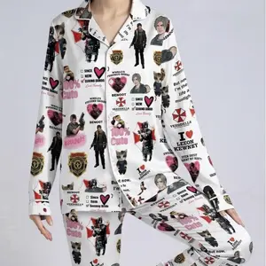 Leon Kennedy Resident Evil Satin Pajamas Set, Gift for Zombie Video Game Fans, Gift For Game Fans, Perfect Gift For Retro Gaming Enthusiasts