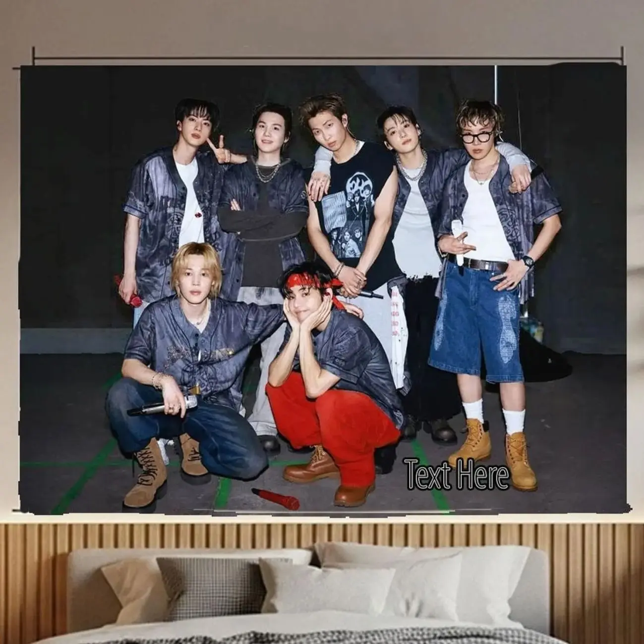 Bangtan Hanging Tapestry | Bantan Boys | Personalized Wall Art | Polyester Fabric | Ship Flag Banner