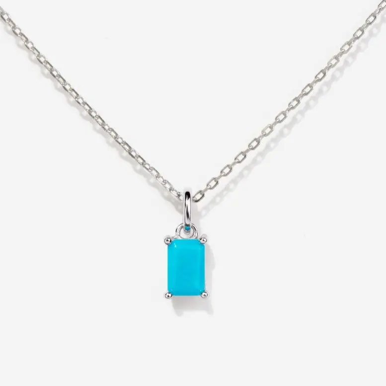 Birthstone Turquoise Silver Necklace - December birthday gift