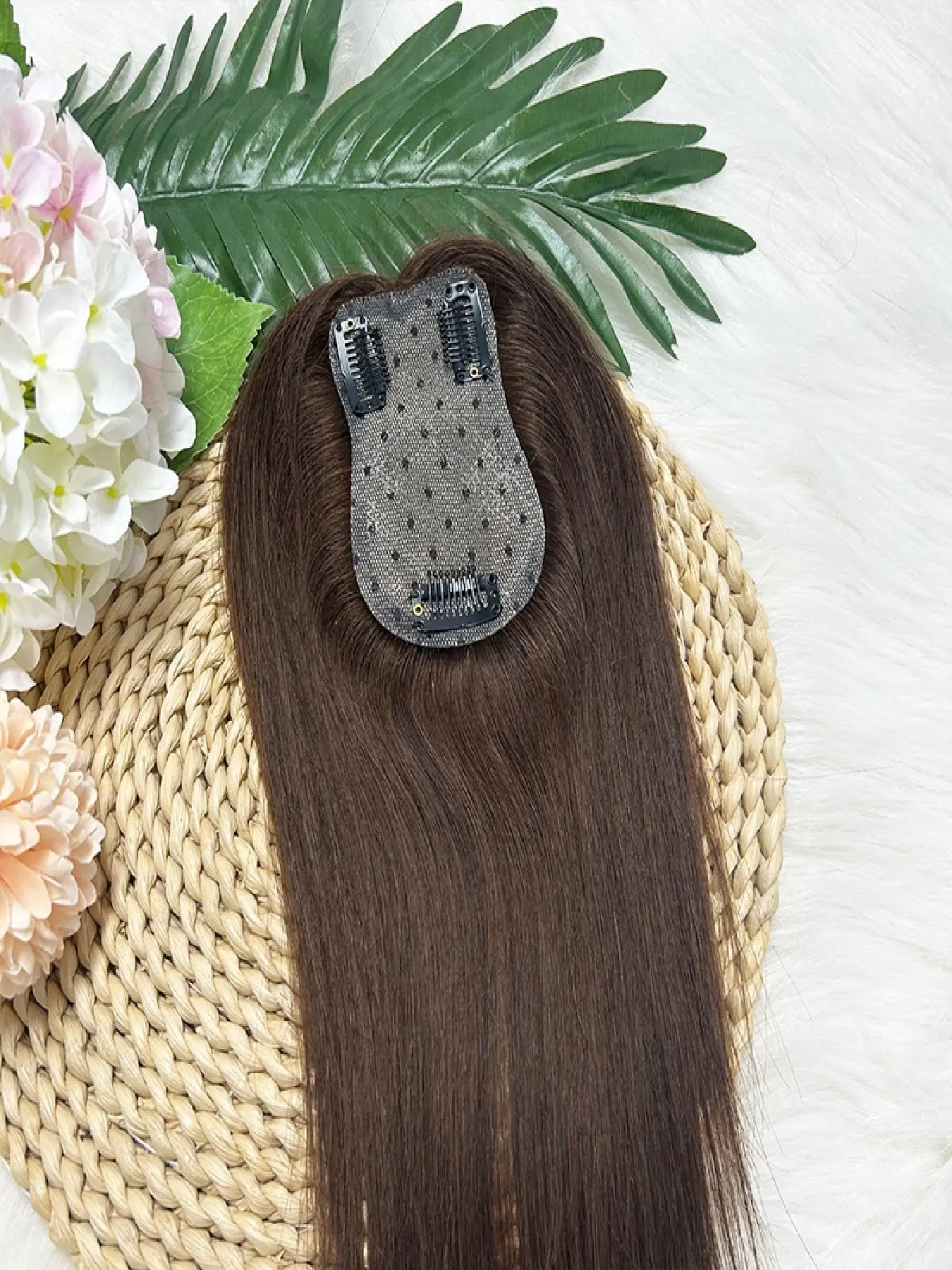 7x11 Human Hair Hair Topper for Women, Straight Hair, 3D Cover Design, Clip-In Bangs, Ideal for Thinning Hair, Available in