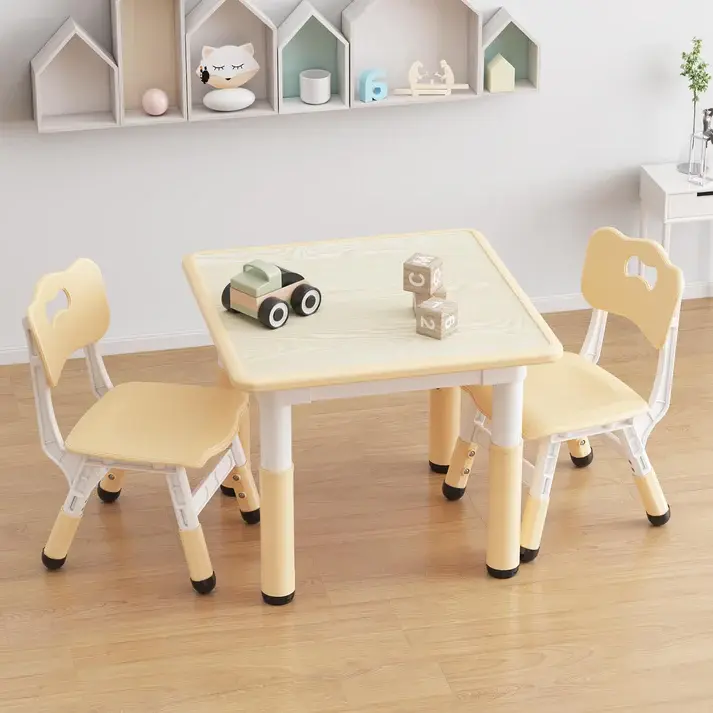 Garvee Kids Table and 2 Chairs Set with Graffiti Desktop, Height Adjustable Toddler Table and Chairs Set, 4 in 1 Activity Table Play Table for Reading, Drawing, Playing, Eating