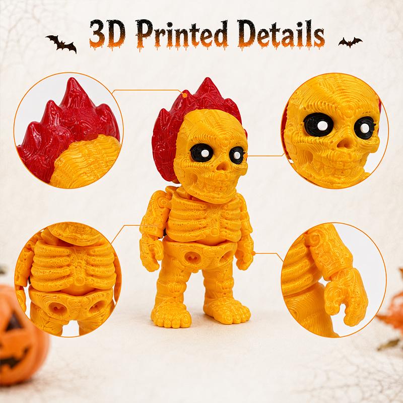 10/13 Styles Mini 3D‑Printed Skeleton Figures Cute Halloween Desk Ornament Set, Spooky‑Cute Skeleton Toy Decor, Perfect for Halloween Party Favors, Table Shelf Decoration & Holiday Gift