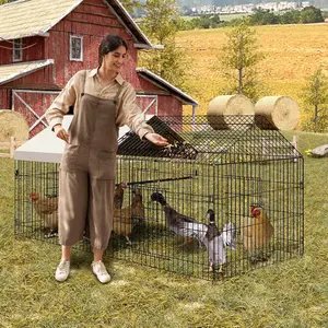 [HOT] Garvee Chicken Coop 86 in ×40 in Chicken Runs for Yard with Cover Outdoor Metal Chicken Coop for Small Animals Duck Rabbit Hen