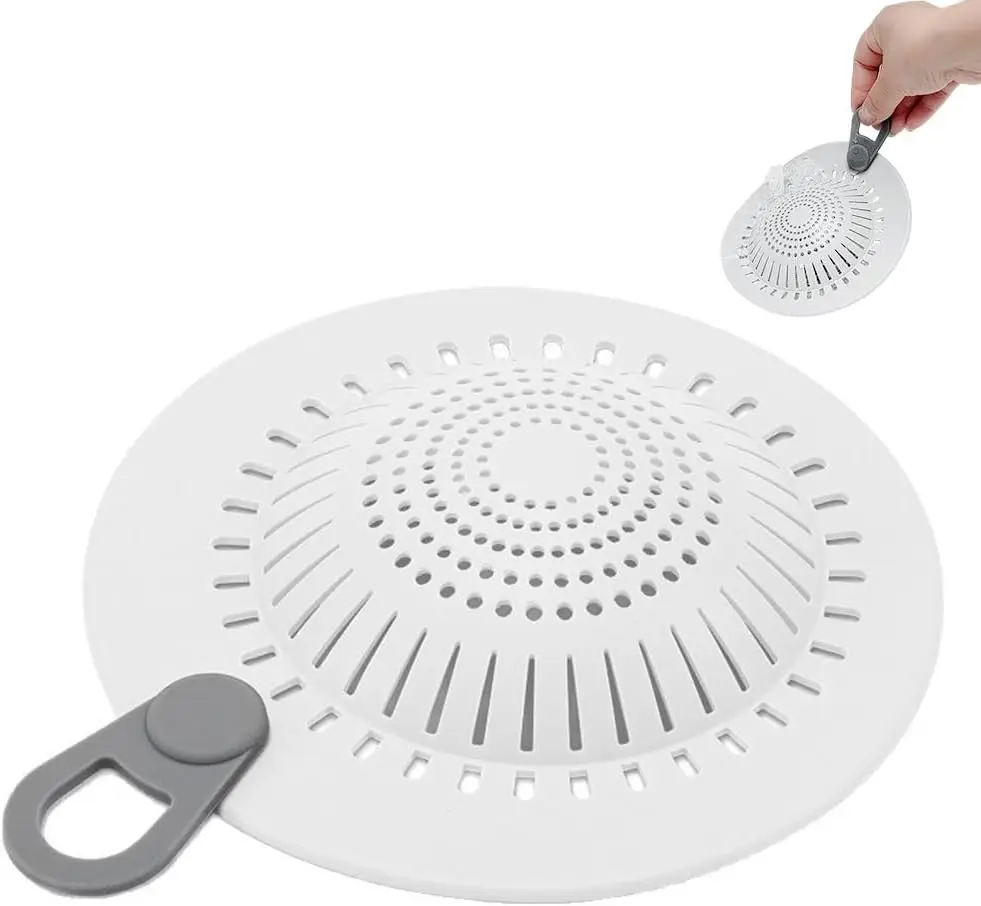 Silicone Sink Strainer, Shower & Bathtub Drain Hair Catcher, Flexible Drain Cover, Anti-Clog Hair Stopper for Bathroom, Kitchen Sink and Floor Drain