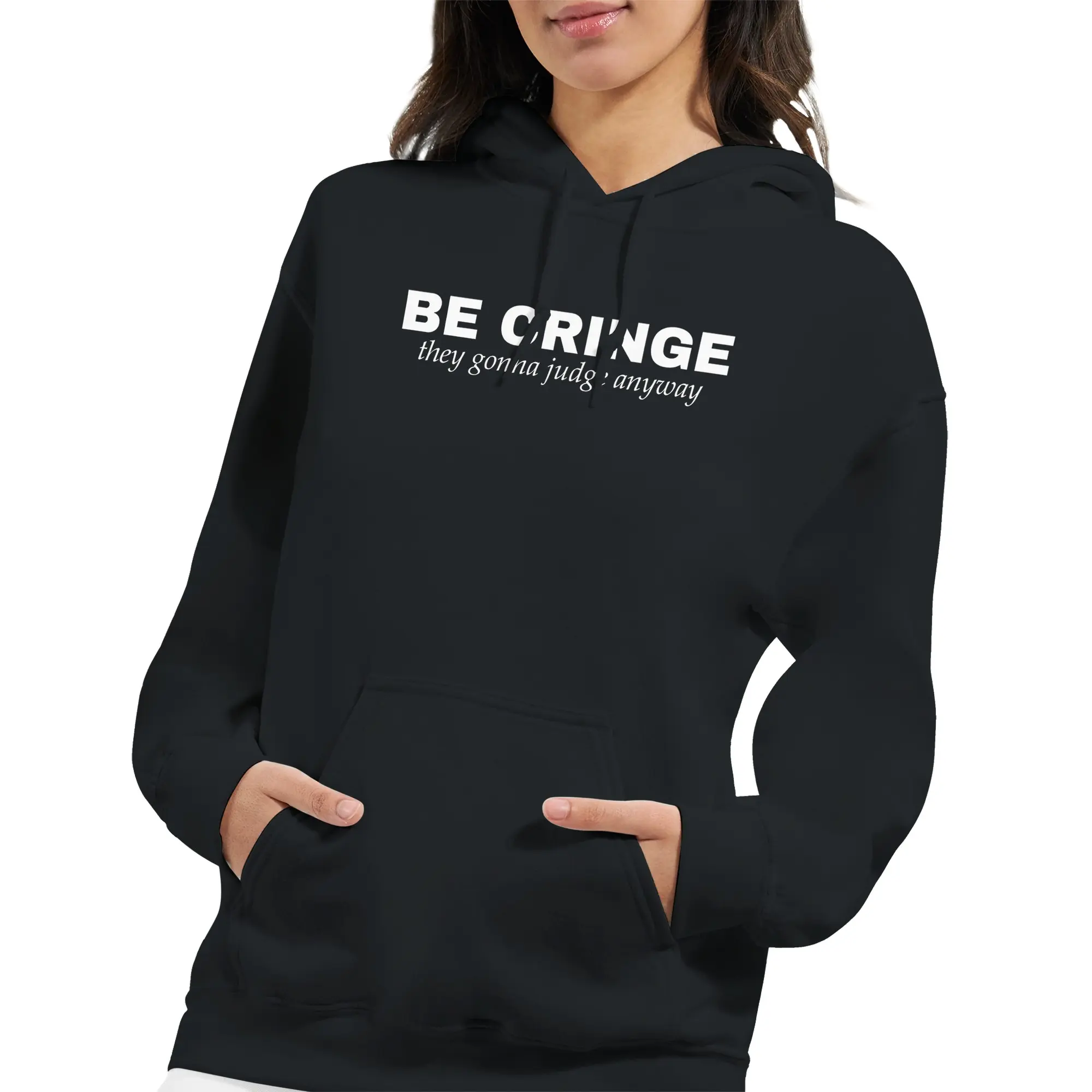 DESIGNER BE CRINGE Black Classic Unisex Pullover Hoodie | Meme Gag Gift Hoodie