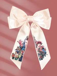 1pc Stranger Things Oversized Bow Hair Clip - Upside Down Inspired Ribbon, Soft & Statement