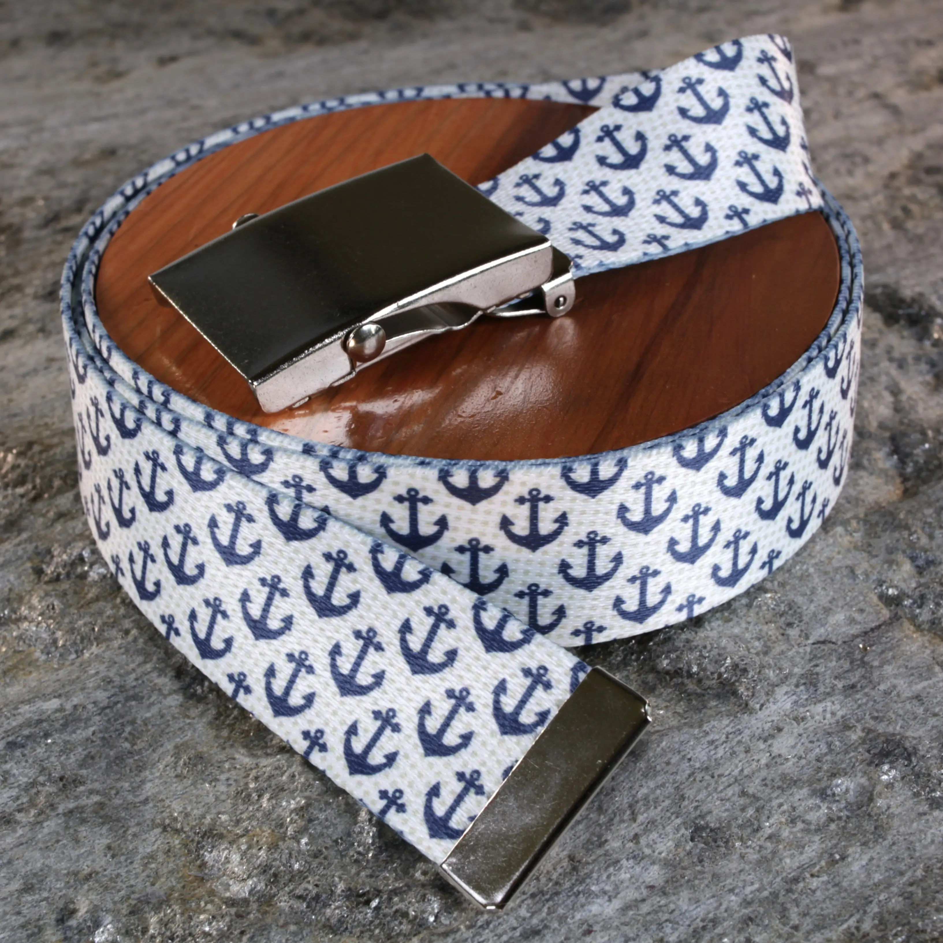 Unisex Classic Nautical Pattern Anchor Belt - Heavy Duty Coastal Cool Fashion Accessory for Small to Plus Size Summer Outfits, Belts