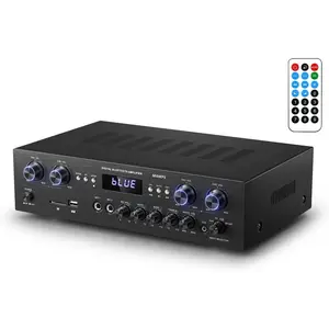 5.0 Stereo Audio Amplifier Receiver, 4  440W  Power  Theater Stereo Receiver with USB, SD, FM, 2 Mic in Echo, RCA, LED, Speaker Selector for Studio,  - MAMP5