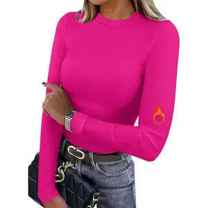 Sports & Outdoors XIEERDUO Womens Long Sleeve Thermal Shirt Fleece Mock Neck Tops 2025 Fashion Slim Fit