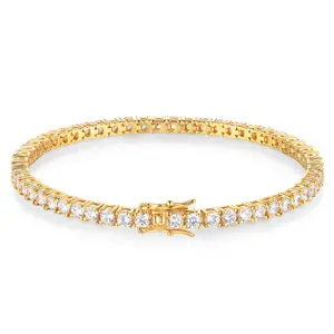 Tennis Bracelet 18K Gold Plated Men's and Women's D Color VVS Round Cut 4mm Fashion Bracelet Sizes range from 7 to 8 inches.TikTokShopBlackFriday