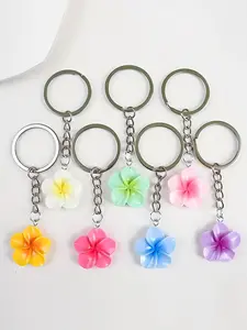 7-Piece Creative Colorful Egg Flower Keychain Set, Cute Key Ring Bag Pendant Accessories, Adorable Keychains for Bags and Keys, Bag Charm Keychain, Stylish Keychain