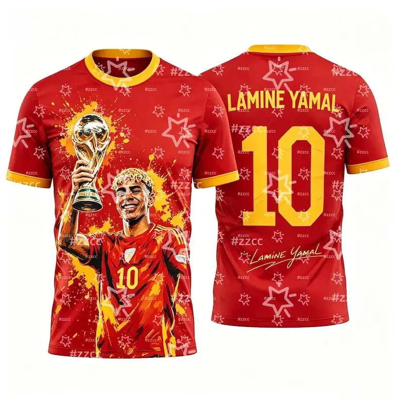 Spain Jersey for Kids, Yamal #10 Soccer Jersey, Youth Football Shirt, Spain Soccer Kit, Fan Gift, Boys Girls Sports Tee