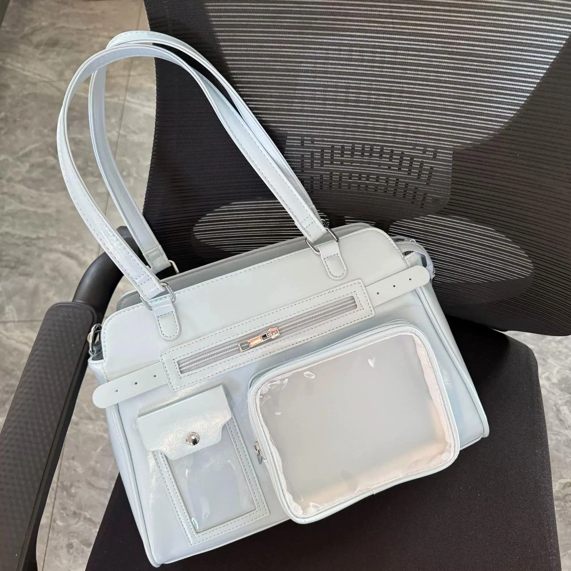 Japanese Itabag with Transparent Display Multi-pocket Shoulder Bag Fashion Tote Bag Jk Uniform Handbag Y2k Style Crossbody Bag