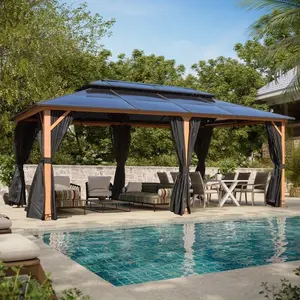 20'x12' Hardtop Gazebo with Double Polycarbonate Roof, Aluminum Frame Outdoor Pavilion for Backyard, Garden, Lawn 20'x12' Hardtop Gazebo with Double Polycarbonate Roof, Aluminum Frame Outdoor Pavilion for Backyard, Garden, Lawn