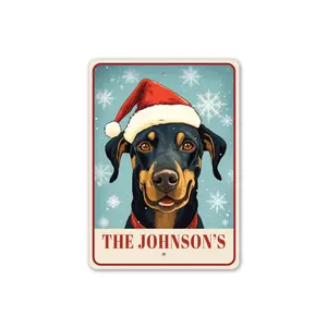 Personalized Dobberman Christmas Welcome Sign