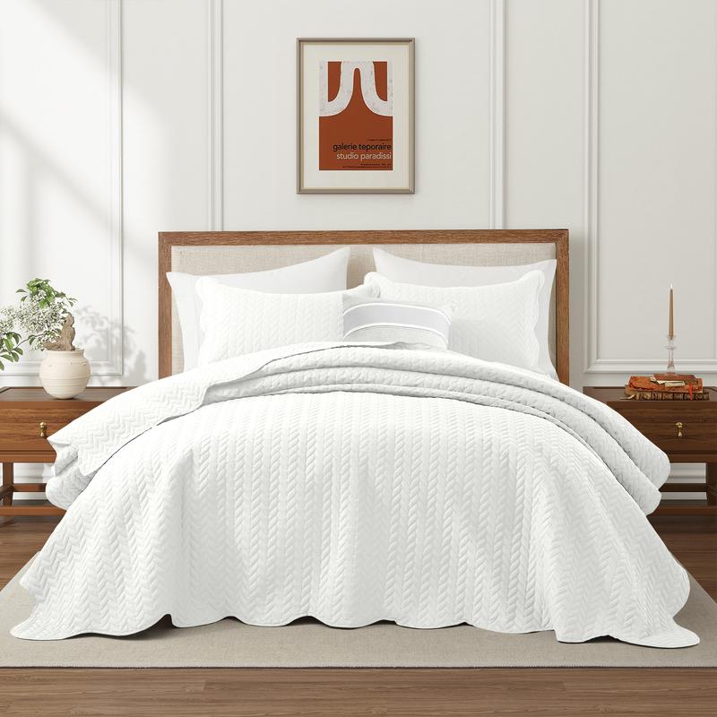 【 Jumpstart Sale 】Imperial Homeware 3 Pcs Quilted Bedspread Bedding Set Reversible Microfiber Coverlet with Pillow Shams for Summer - Lightweight Embossed Design Smooth & Skin Friendly Twin size (Include 1 Pillow Sham), Queen, King & California King Size