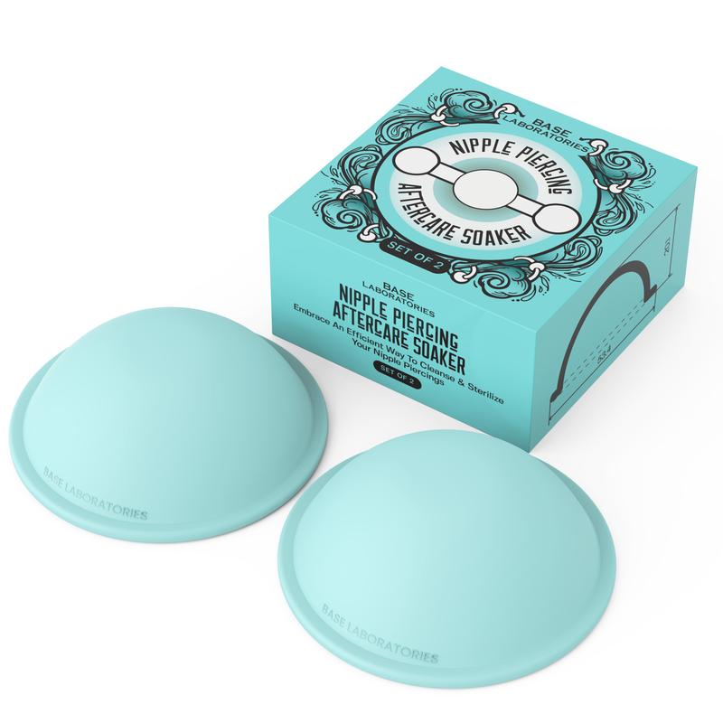 Base Laboratories Nipple Piercing Cleaner & Aftercare Soaker Set | Hands-Free Use with Saline or Cleaning Solution | Nipple Piercing Kit for Women