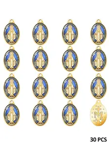 30pcs Oval Alloy Virgin Mary Miracle Pendants, Craft Supplies, Earrings, Necklaces, Bracelets, Jewelry Accessories