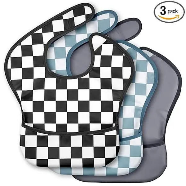 3-Pack Waterproof Baby Bibs for Feeding & Eating Mess-Proof Lightweight Toddler Bibs with Large Food Catcher Pocket Food-Grade Silicone Baby Bibs Easy Clean & Adjustable Fit