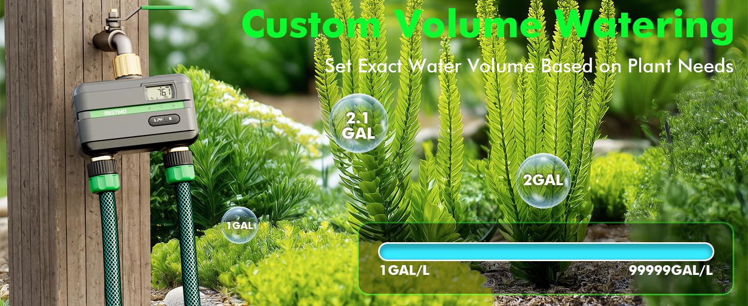 RESTMO Smart Sprinkler Timer with Flow Meter, Water Timer for Garden Hose, Brass Inlet & Outlet, Automatic Lawn & Yard Irrigation Watering System, APP Control (Bluetooth Connection, Not Include Hub)