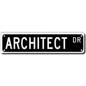 Architect Dr Street Sign, Architect Gift, Architect Wall Decor for Home/Office/Construction Site/Man Cave Plaque Quality Metal Sign 16x4 Inch