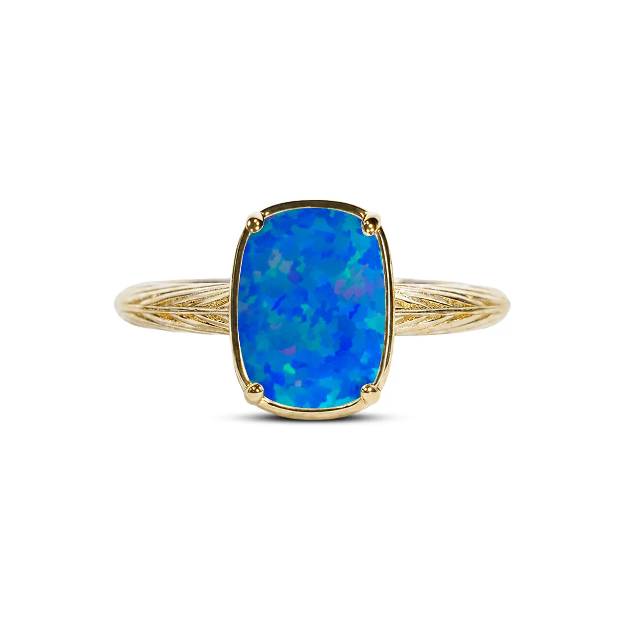 Sterling Silver Mini Cobalt Blue Opal Elongated Cushion Ring