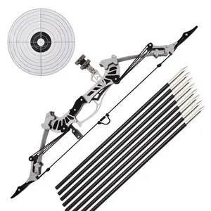 16.5 Inch Mini Compound Bow Set Left And Right Handed Hunting Archery Holiday Gift, 8 Arrows, Designed For Practicing Archery And Hunting (16.5 Inch)