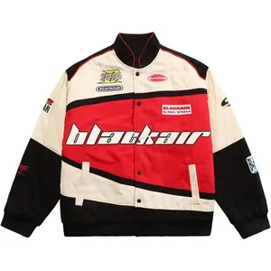 Vamtac Men's Varsity Jacket Vintage Letter Racer Jacket Oversized Baseball Bomber Jackets Unisex Streetwear Coats