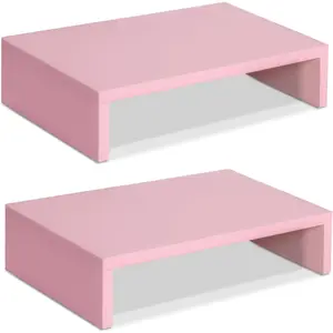 Pink  Stand Riser-2 Pack, 2 Tier Adjustable  Stand Dual  Riser for 2 Monitors/Laptop/PC Computer Stand for Desk