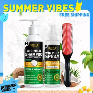 【SUMMER VIBES】Wig Shampoo for Synthetic Wigs & Wig Milk Spray for Synthetic Hair, Detangle and Anti-Frizz Conditioner Haircare Cleansing Cleanser