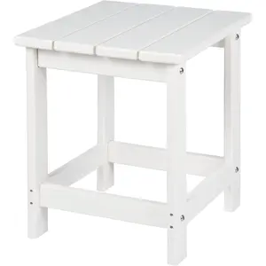 Square Outdoor Side Table for Patio, Pool Composite Patio Table,HDPE End Tables for Backyard,Pool, Indoor Companion, Easy Maintenance & Weather Resistant(White)