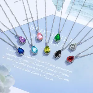 Classic Luster Water Drop Zircon Necklace for Women Dainty Teardrop Pear-Shaped Pendant Link Chain CZ Charm Trendy Jewelry Gift