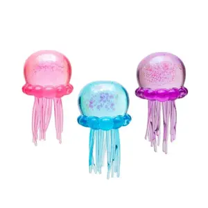 Cute Glitter Jellyfish Soft Gel Filled Sensory Squeeze Toy, Stretchy Elastic Squishy Stress Relief Ball, Calming Anxiety Reducing Hand Fidget, Cute Relaxing Jelly Texture, Fun Portable Handheld Squeeze Toy Gift for All Ages