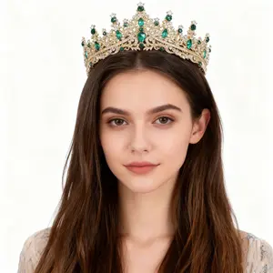 Cross-border European and American bridal crown headband wedding dress accessories elegant temperament crystal bridal crown hair accessories wholesale