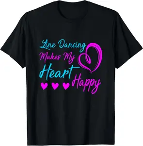 100% cotton Unisex Line Dancing Makes My Heart Happy Line Dance T-Shirt