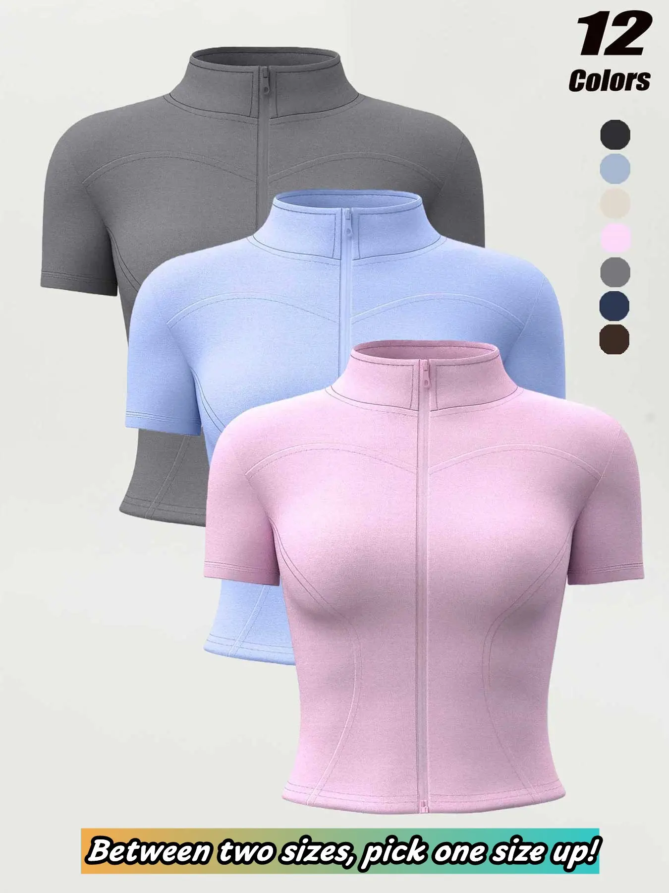 Women's Summer Short Sleeve Zipper Jacket, High Stretch Quick Dry Gym Shirt, Training Shirt, Yoga Running Sports Top with Collar, Activewear, Workout Clothes, Lightweight Sports Jacket