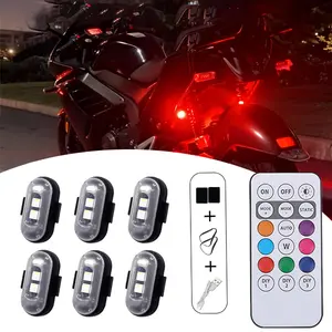 6PCS Wireless LED Lights for Car 8 Colors USB Charging with Remote Control  10 Flashing Modes Waterproof Anti-Collision Led Decorative lights or Car Truck Motorcycle Bike